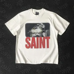 T-shirt da uomo Tendenza moda Saint Michael T-shirt Migliore qualità Astronauta Grafica Retro Maglietta allentata Uomo Donna Summmer Tee Mens Top J240319