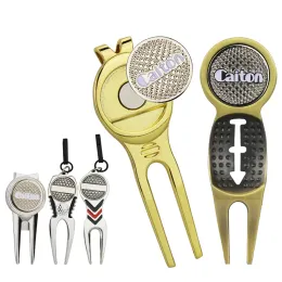 AIDS Pack med 5 Golf Divot Tool Golf Repair Pitch Groove Cleaner med Golf Ball Mark Key Chain Liner Clip