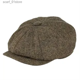 Newsboy-Hüte BOTVELA Wool Tweed News Boys C Herringbone Mens British Gatsby Retro Hat Driver Flat C Mens Retro Herringbone BeretC24319