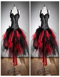 2022 HALTER SLIM BALL DOW TULLE RED and Black Corset Prom Dresses Size Size and Tulle Burlesque HI LO PISTRESS 6382326