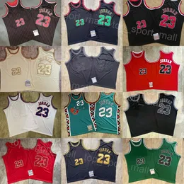 1984 1985 1995 Vintage Basketbol Michael Authentic Jersey 23 Gerileme Gömlek Takımı Kırmızı Blue Beyaz Siyah Renk Retro Spor Taraftarları Tüm Dikişli 1996 1997 1998