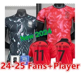 South Korea Soccer Jersey New 2024 2025 HEUNG-MIN SON KANG IN LEE National Team 24 25 Football Shirt Men Kids Kit Set Home Away Men Uniform Red Black Fan Player Version66