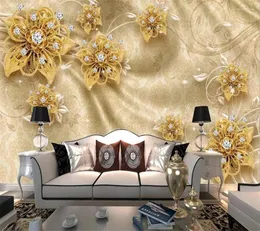 Bakgrundsbilder Wellyu Papel de Parede 3D Anpassade tapeter präglade gyllene juveler rosmönster TV bakgrund vägg pintado tapety