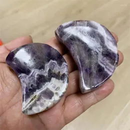 Decorative Figurines Natural Dream Amethyst Moon Shape Crystal Bowl Hand Carved Rough Stone Healing Gemstone Home Decor 1pcs