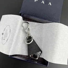 PRA key chain real shot luxury designer triangle key chain high-looking couple key bag