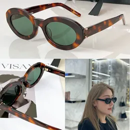 Luxus modische Frauen Ovale Sonnenbrille Modedesigner Lady Oval Small Bream Sonnenbrille Grüne Linsen Kleine Rahmen sexy Frau 136