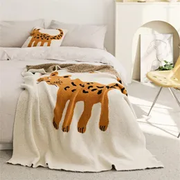 Decken Halbfleece Gefleckter Leopard Lässige Decke Büro Nickerchen Teppich Gestricktes Sofa Nordic Wurfkissenbezug Bettende Cartoon