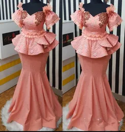 Różowa mermmaid sukienka wieczorna z koralików na ramię spektezon spektezonowe suknie balowe szata de soiree2531462