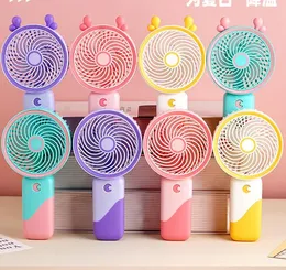 Portable Handheld Fan Usb Rechargeable Mini Portable Fan Household Cute Cooling Fan Cartoon Hand Held Night Light Fan