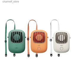 Elektriska fläktar Mini Portable Pendant Neck USB Fan med tyst handhållen Desktop -fläkt utrustad med 3Squeed Justerbar AirCooled Ventilation Fan Summer Portable Fany24