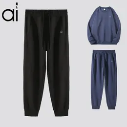 Pantaloni da yoga al-Lu Accolta di pantaloni della tuta peluche pantaloni sportivi casual pesanti pantaloni per lanterna di solstizi rilassati con pantaloni da jogger da weekend da weekend.