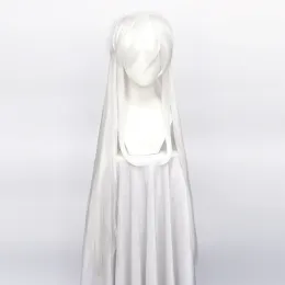 Perucas para cosplay de inuyasha sesshoumaru, peruca sintética longa de 100cm de comprimento, estilo branco, resistente ao calor + boné com peruca grátis