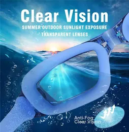 Óculos de natação criativos com tampões de ouvido de silicone anti nevoeiro proteção UV para adultos homens mulheres jovens crianças child289y7123530