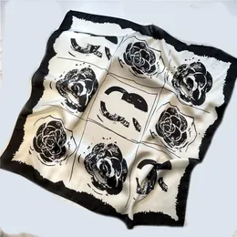 24style 70x70cm Designer Lettere in bianco e nero Stampare la fascia per sciarpa di seta floreale per donne sciarpe a spalla Parigi Tote Lago Ribbon Waps
