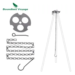 Tools Boundless Voyage Camping Tripod Board Adjustable Titanium Hanging Chain with Hooks Fixedloop for Pot Grill Ti9012o