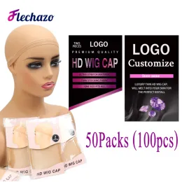 Hairnets HD Wig Cap Thin Stocking Cap Hair Net 50Packs Logo Custom Wig Deluxe Wig Cap Hairnets For Weave Mesh HD Wig Caps For Making Wigs