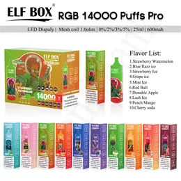 Elf Box RGB 14000 Puffs Pro 12000 10 Geschmacksrichtungen Einweg-Vapes E-Zigaretten Vape elektronisches Gerät vorgefüllt Vape vs Puff Elf 15k Bang 15000 Puff 14000 Digitalbox