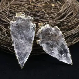 Estatuetas decorativas cristalinas de cristal com aro dourado de seta branca e pedras de cálculo de jóias de cura 1pcs