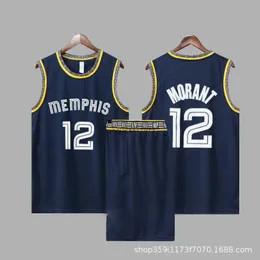 Grizzlies City Edition Morant n. 12 Set uniforme da basket da uomo, gilet americano traspirante, da donna