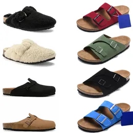 High quality BirkStocks Bostons Clogs Sandals Beach summer Birkin Women Men buckle slippers Bostons Original Microfiber shearling suede flip flops Platform Slide