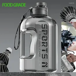 Water Bottles Eco-friendly Plastic Bottle With Lid Direct Drinking Straw Type Rope For Adults Hiking 2.7L Large Volume