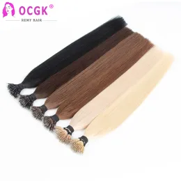 Extensions 100st Nano Ring Human Hair Extensions 0.8G/1G/Strand European Straight Remy Micro Beads Ring Hair Extension Highlight Color