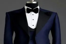 Personalizza Design Navy Blue Men Wedding Tuxedos Peak Lapel One Botton Groom Smoking Men WeddingInnerdarty DressjacketPantstie8975998