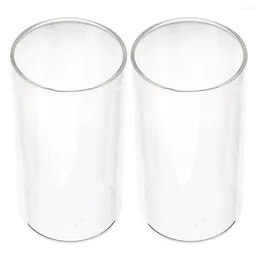 Candle Holders 2pcs Light Dinner Cover Glass Tube For Tealight Tabletop Clear Chimney