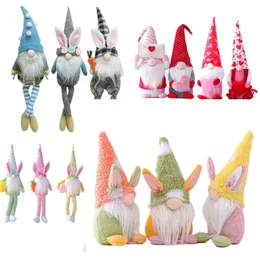 DHL Easter Bunny Gnome المصنوع يدويًا Tomte Tomte Rabbit Plush Toys Doll Ornaments Holiday Home Party Decoration Kids Easter Gift Vale1841412