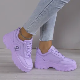 Buty cukierki kobiety trampki studenckie grube podeszwy duża platforma swobodna platforma soport buty koronkowe unan w górę Tenis feminino purple zapatos