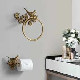 Toilet Paper Holders Antique Brass 1pcs Bath Towel Set Bird Towel Ring Carved Toilet Paper Holder Creative Towel Bar 18 Inch Bathroom Accessories 240410