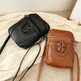 Bolsas de ombro moda mulheres pu couro crossbody vintage chique mensageiro com fone de ouvido jack bolsa para compras