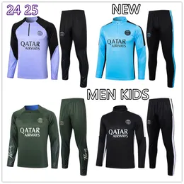 24 25 NUOVO stile PSGE uomo e bambino Tuta mezza tirata 24 25 PARIGI calcio Abbigliamento sportivo allenamento maniche lunghe tuta maglia da calcio uniforme set di tute per adulti