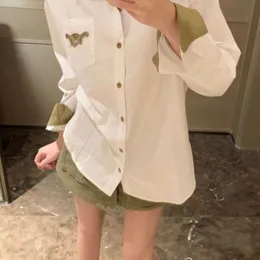 이른 봄 여자 셔츠 디자이너 셔츠 여자 패션 편지 자수 블라우스 옷깃 긴 슬리브 셔츠 느슨한 캐주얼 스웨트 아시아 크기