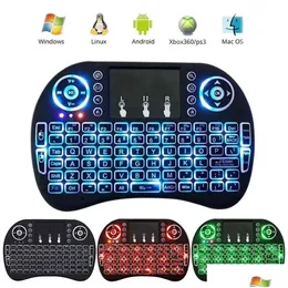 Teclados I8 2.4G Flying Squirrel Mini Teclado Sem Fio Seco Lítio Elétrico Três Cores Backlight Running Horse Light Drop Entregar Dhyow