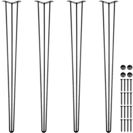 Bentism 40 "Svart uppsättning av 4 880 kg belastningskapacitet (vardera 220 kg) hårnål 3 stavar för bänkskrivbord matbordstolar kol stål diy tunga möbler ben