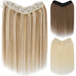 امتدادات Tess vshaped Hairpiece 75g 22inch Clip in Human Hair Extensions Hair Clip 3/4 Comple Comple