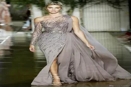 Роскошные новые вечерние платья Zuhair Murad 2020 на одно плечо с бисером и кристаллами с высоким разрезом по бокам, пышные платья знаменитостей на заказ5132831
