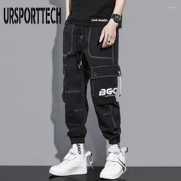 Calças masculinas carga homens calças hip hop corredores adolescente meninos bolsos casual dança techwear harem streetwear sweatpants