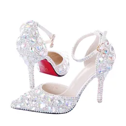 Crystal Queen Women Ab Rhinestone Crimestone Wedding Buty Graduation Buty Prom Buty nocne wieczorne sandały ślubne wysokie obcasy 240312