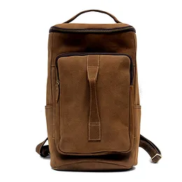 vintage genuine leather men's backpack simple crazy horse cowhide designer large capacity travel bagpack luxury bookbags