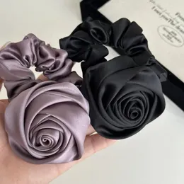 Hair Clips Advanced Retro Elegance French Style Vintage Satin Super Fairy Rose Large Scrunchie Head Rope Ring Accessories