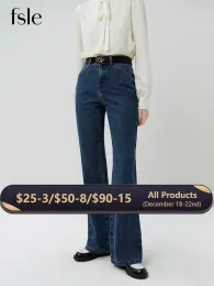 Botlar Fsle High Street Style Bootcut Kotlar Kadınlar İçin 2023 Sonbahar Yeni Görünüm İnce uzun boylu pantolon gündelik yüksek bel dolu Jean Kadın