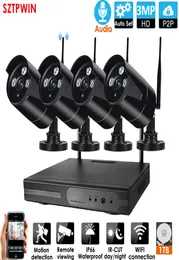 4CH 30MP FİK Ses CCTV Sistemi Kablosuz 1080p NVR 4pcs 30mp IR Dış Mekan P2P WiFi IP CCTV Güvenlik Kamera Sistemi Gözetim