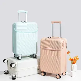 多機能フロントオープニング20インチの荷物ボックス、小さくて軽量のスーツケース、24インチ韓国バージョン旅行ボックス240319