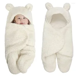 담요 d7yd born born baby blanket swaddle 랩 겨울면 봉제 후드 침낭 0-12m