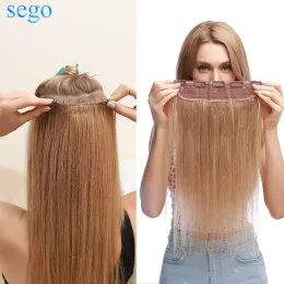 Extensions SEGO 10"24" Human Hair Clip In One Piece Hair Extension Brown Ombre 5 Clips In Hairpiece Straight Natural Thin Hair 40g60g