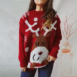 Женский трикотаж 2024, осень/зима, свободный флокированный жаккардовый вязаный свитер с круглым вырезом и снежинками, пуловер