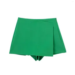 Kobiet's Shorts Women 2024 Spring Fashion Mult-color Asymetryczne Culottes Chic ECHT TALIST STRONY Zamek Slim-Fit All-Match Mujer