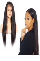 Perucas de cabelo humano peruano para mulheres negras perucas dianteiras de renda reta peruana com cabelo de bebê pré-selecionado natural linha fina w9501348